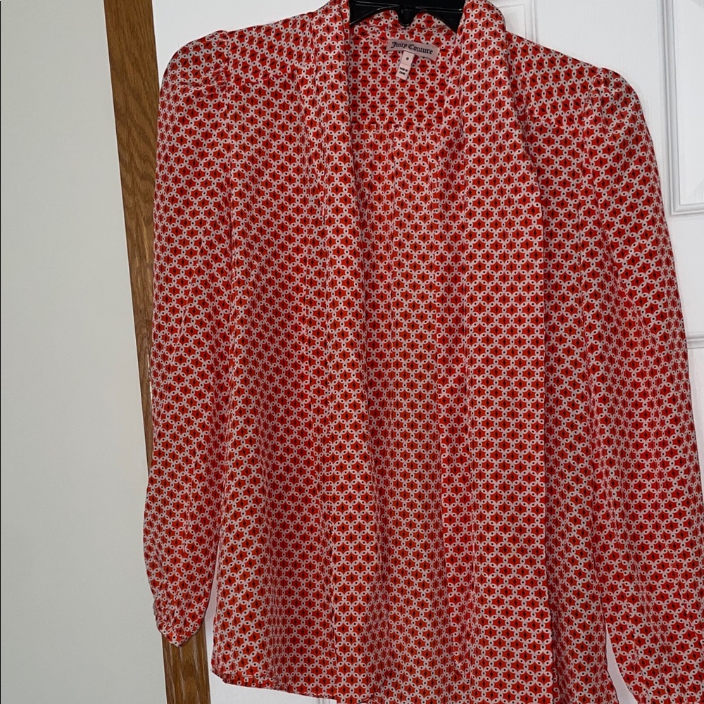 Juicy Couture Red and White Geometric Blouse
